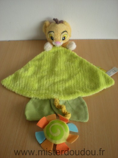 Doudou Lion Disney Simba vert avec soleil 