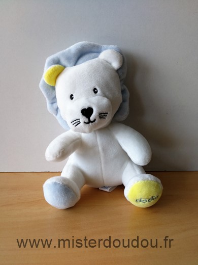 Doudou Lion Dodie Blanc jaune bleu 