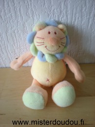 Doudou Lion Jollybaby Rose jaune bleu vert 