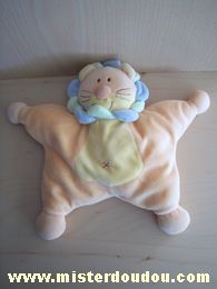 Doudou Lion Jollybaby Rose saumon jaune bleu vert 