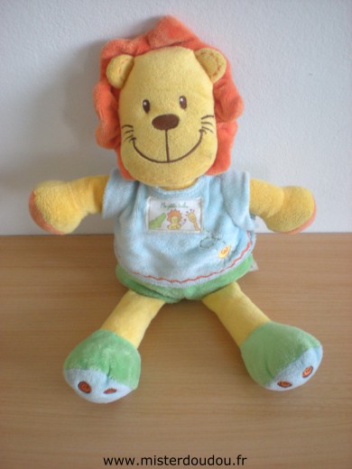 Doudou Lion Kiabi baby Jaune beu vert 