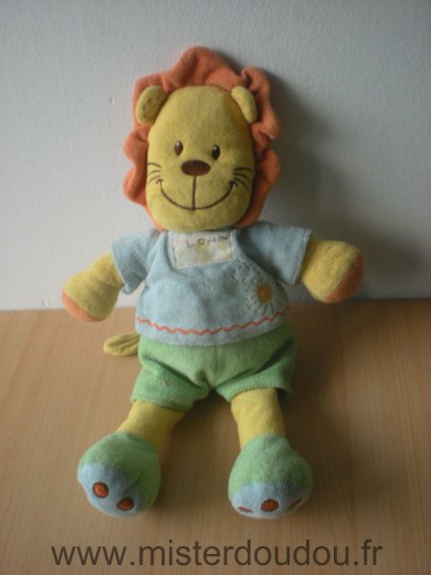 Doudou Lion Kiabi baby Ma petite tribu, tshirt bleu short vert écriture au stylo sur étiquette devant (loan)
petit prix