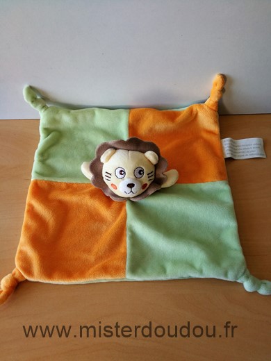 Doudou Lion Kimbaloo Orange vert 