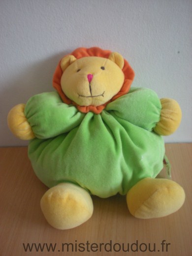 Doudou Lion La planète des ours Vert jaune orange 