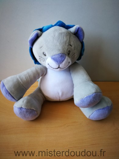 Doudou Lion Luc et lea Gris bleu lauve 