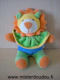 Doudou Lion Luckson Bleu vert jaune orange 