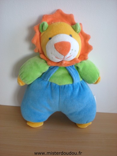 Doudou Lion Luckson Bleu vert orange 