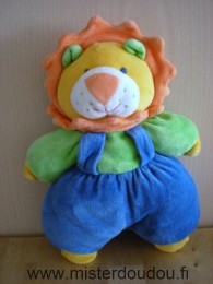 Doudou Lion Luckson Vert bleu orange jaune 