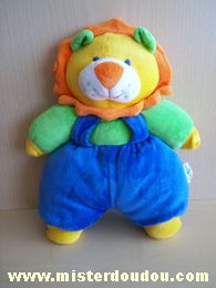 Doudou Lion Luckson Vert jaune bleu orange 