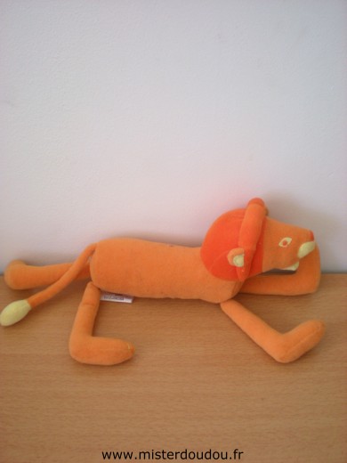 Doudou Lion Marese Orange jaune 