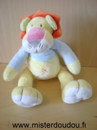 Doudou Lion Mots d enfants Bleu jaune orange 