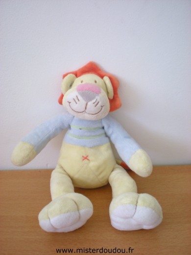 Doudou Lion Mots d enfants Jaune bleu orange 