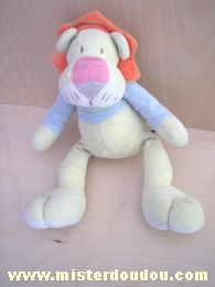 Doudou Lion Mots d enfants Vert anis criniere orange 