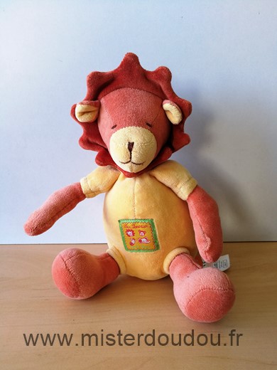 Doudou Lion Moulin roty Jaune orange les loustics 