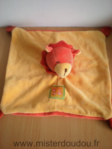 Doudou Lion Moulin roty Jaune rouge les loustics 