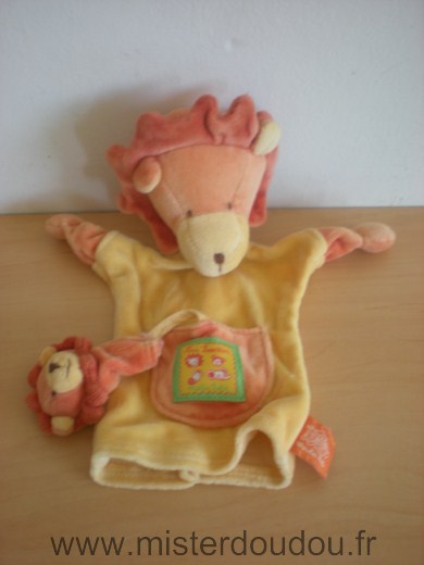 Doudou Lion Moulin roty Les loustics jaune marron orange 