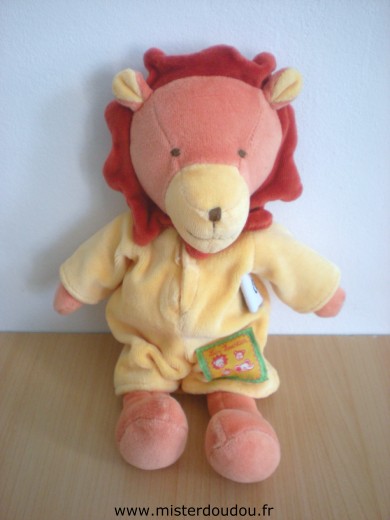 Doudou Lion Moulin roty Orange habit jaune 
