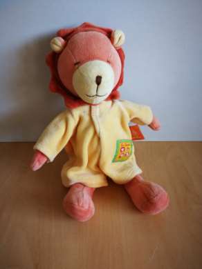 Doudou Lion Moulin roty Orange jaune les loustics 