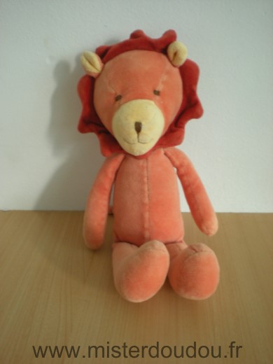 Doudou Lion Moulin roty Orange rouge les loustics 