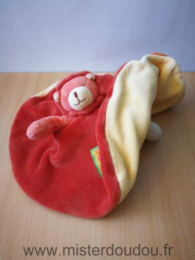 Doudou Lion Moulin roty Reversible lion elephant les loustiques jaune rouge 