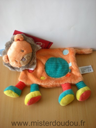 Doudou Lion Nicotoy Orange rond bleu simba 