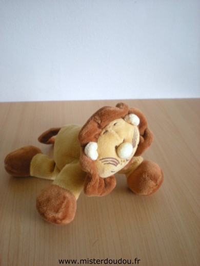 Grand Doudou tigre lion écru marron NOUKIE'S