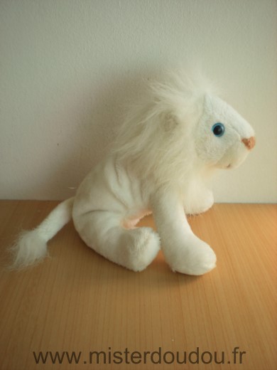 Doudou Lion Peluches du monde Blanc yeux bleu 