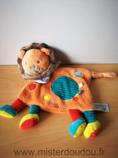 Doudou Lion Simba toy Orange rond bleu 