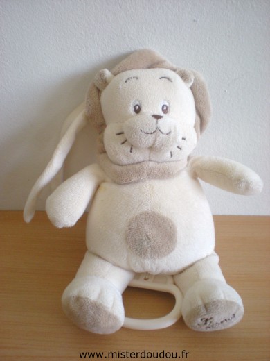 Doudou Lion Tiamo Beige ecru Boite à musique a des dis-fonctionnements