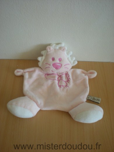 Doudou Lion - marque non connue - Rose blanc echarpe 