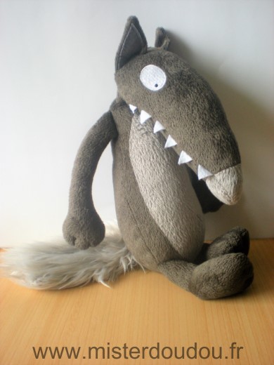 Doudou Loup Auzou Marron gris 