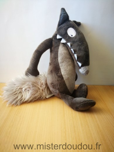 Doudou Loup Auzou Marron gris 