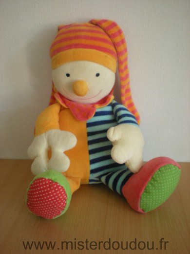 Doudou Lutin Baby sun Clown ou lutin multicolore 