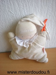 Doudou lutin en coton bio - rayures fuch