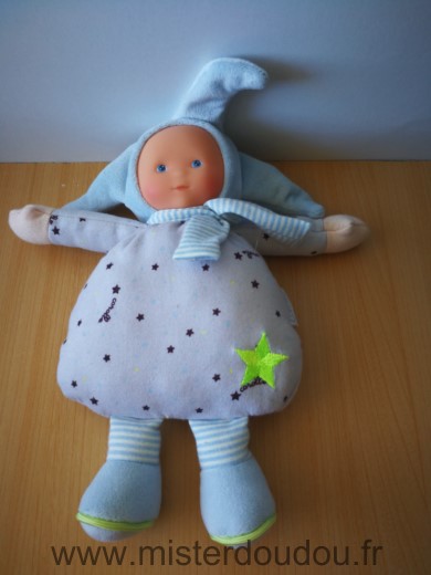 Doudou Lutin Corolle Gris bleu etoiles 