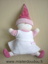 Doudou Lutin Corolle Rose mauve Bon état général sauf bout du bonnet usagé, le proposons pour dépanner à petit prix