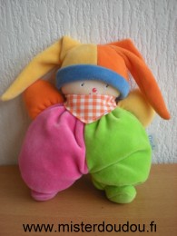 Doudou Lutin Corolle Rose vert orange jaune 