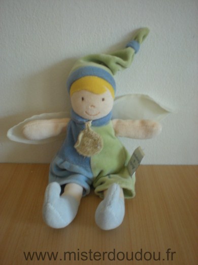 Doudou Lutin Doudou et compagnie Lutin fee bleu vert 