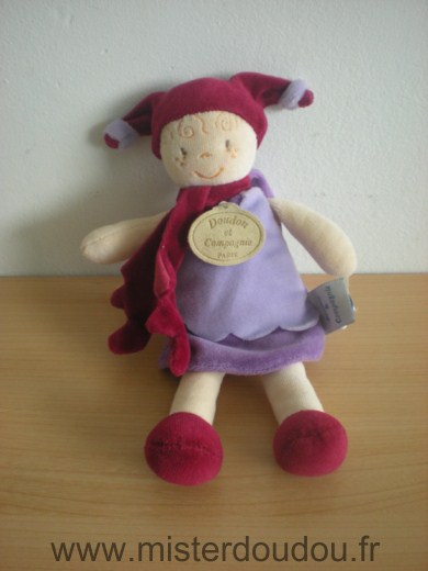 Doudou Lutin Doudou et compagnie Mauve bordeau 