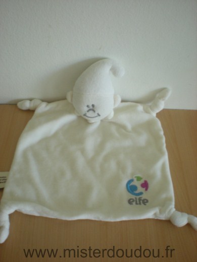 Doudou Lutin Elfe Blanc motif elfe 