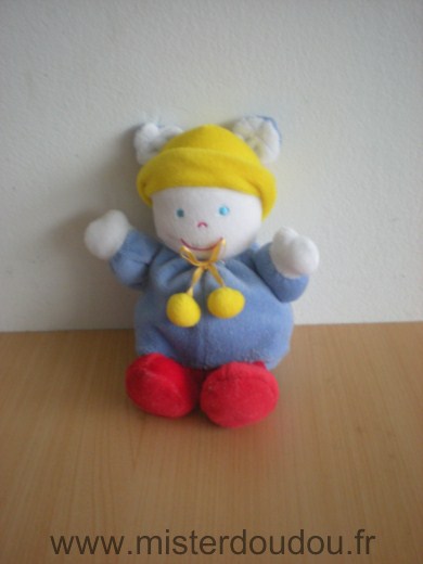 Doudou Lutin Gipsy Bleu bonnet jaune 