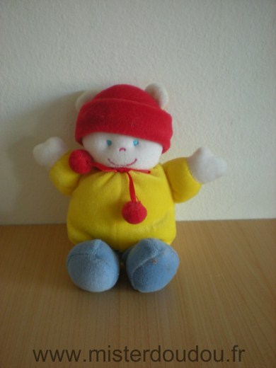 Doudou Lutin Gipsy Jaune bonnet rouge 