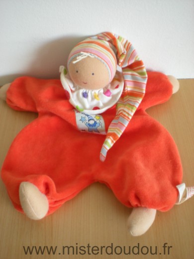 Doudou Lutin Kathe kruse Rouge bonnet raye 