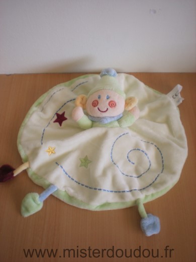 Doudou Lutin Kiabi baby Rond vert etoiles 