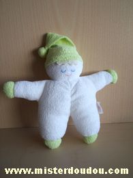 Doudou Lutin Lierac Blanc vert en tissus éponge 