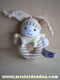 Doudou Lutin Mgm Beige blanc rayé 