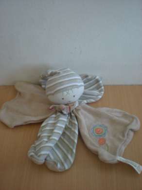 Doudou Lutin Mgm Beige rayé gris blanc Dodo d'amour