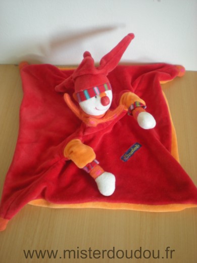 Doudou Lutin Moulin roty Dragobert rouge orange clown 