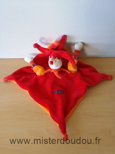 Doudou Lutin Moulin roty Dragobert rouge orange clown 