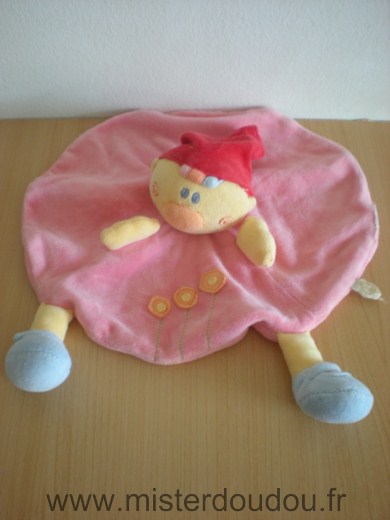 Doudou Lutin Nattou Rond rose bonnet rouge 